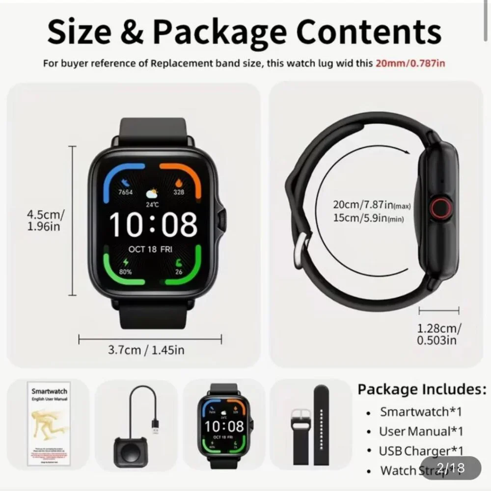NEW - Smart Watch 1.83'' Touch Screen, Make Calls, Sleep Monitor iPhone Android
